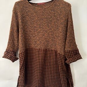 Cut Loose Brown and Black Textured Tunic